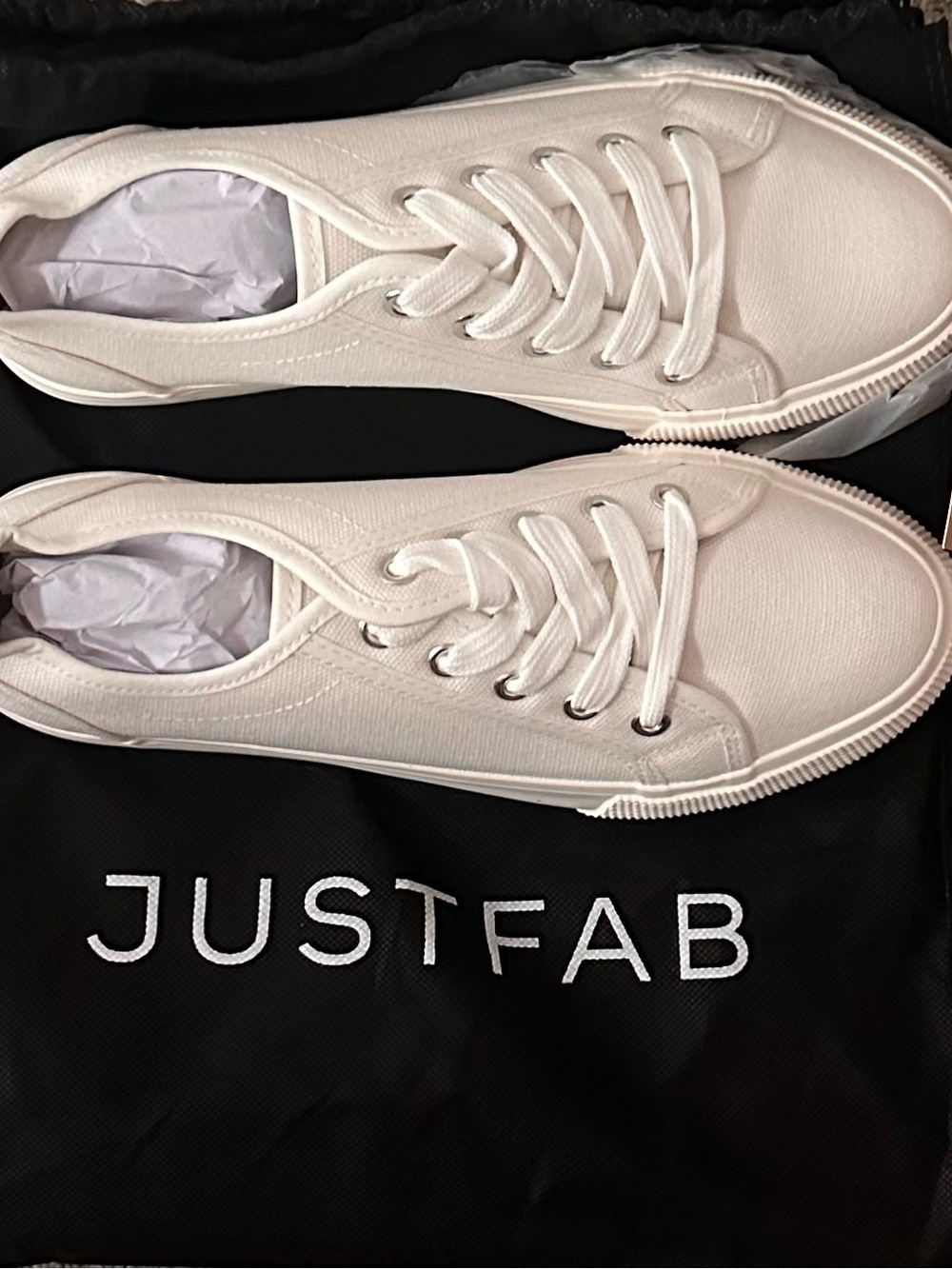 JustFab Women's Cream Canvas Lace-Up Sneakers